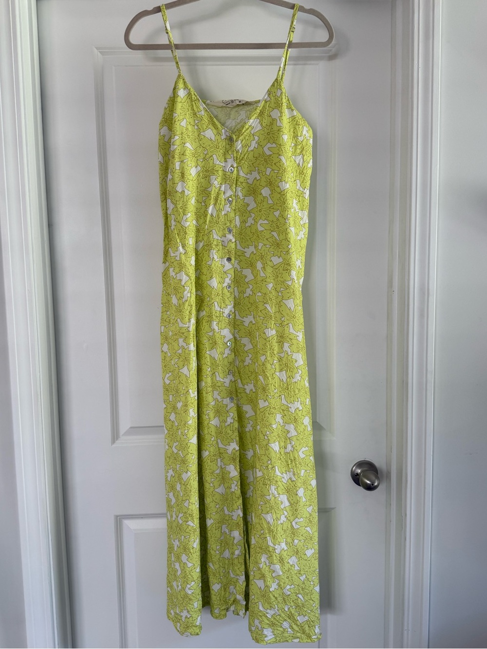 Citrine Swim Maxi Button Up/Cover Up Dress Size Medium Neon Yellow